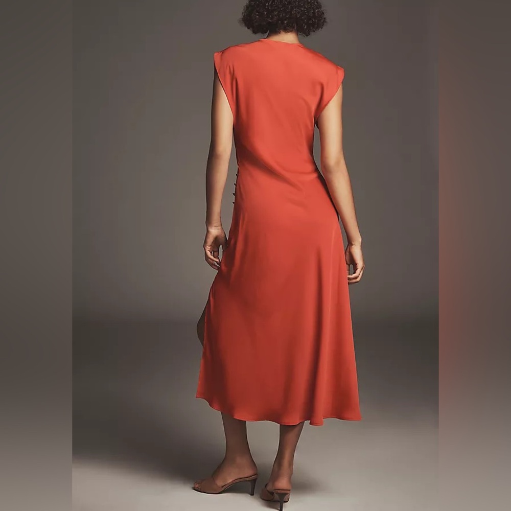 Maeve | Short-Sleeve Cowl-Neck Slip Midi Dress - Picture 2 of 6